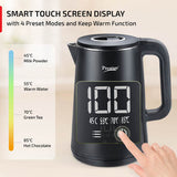 Digi Kettle 2.0 Litre with 4 Preset Modes| Live Temperature Display| Elegant Cool Touch Design| Auto-Cut Off and Dry Heat Protection| 360 Degree Swivel Base