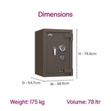 Matrix 2414 (66L) EL+KL Fire-Resistant Home Locker with Dual Lock – Coffee Brown