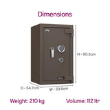 Matrix 3016 (94L) EL+KL Fire-Resistant Home Locker with Dual Lock – Coffee Brown