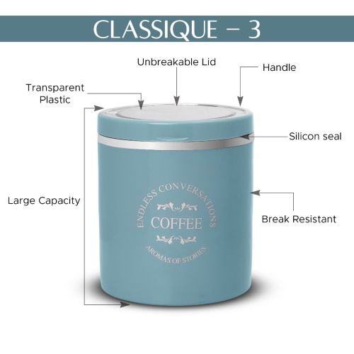 Jaypee plus CLASSIQUE 3 Tea & Sugar Containers Set of 3 750 ml Blue