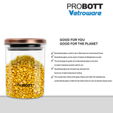 Vetroware 700ml Glass Jar – Round Container with Golden Metal Airtight Cap – Premium, Crystal Clear, Rust-Proof