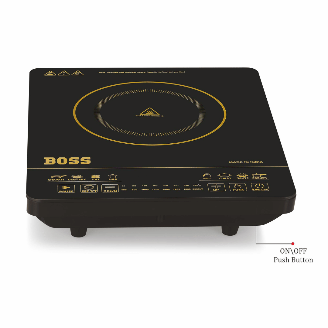 Boss Chef max 2000 Watts Induction Cooktop With Preset Menu Options (B537)