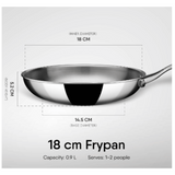 Stahl 0.9 L Triply Stainless Steel Frying Pan Without Lid, Induction Base, 4438