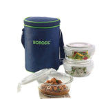 Borosil Lunch Box Set of 3 Round 400ml Microwavable Containers