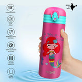 Probott Dazzle 400ml Kids Sipper Water Bottle – Stainless Steel Hot & Cold Vacuum Flask with Push Button Locking System, Pink | PB 400-03