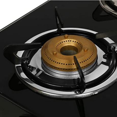 Faber DOUBLE JUMBO 4BB BK Glass Cooktop with Manual Gas Stove Heat resistant black Enameled Round (4 Burners)