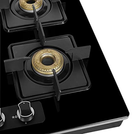 Faber ELITE 4BB BK CI Glass Cooktop with Manual Gas Stove Glass Cooktop (4 Burners)