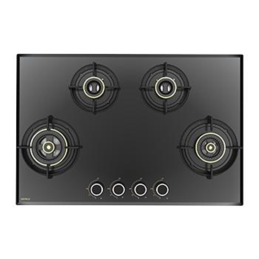 Hafele ALTIUS FS 480 78 cm Electric auto ignition Cast iron pan support with heat protectors 4 burner design Gunmetal Finish Metal Knob built-in Sealed Gas Hob 538.66.237