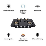 ELICA SLIMMEST 4 BURNER COOKTOP (PATIO ICT 469 BLK S SPF SERIES) NON-AUTO IGNITION