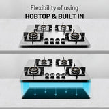 4 Burner Stainless Steel Hob Top with Mini Triple Ring & Double Ring Brass Burners Auto Ignition (BH1074SQHTSSDBMT70)