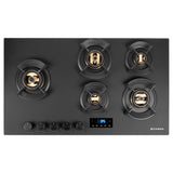 Hob Innova 905 BR AI FFD 90 cm 5 Burner Built-in Gas Hob Black Glass with Timer