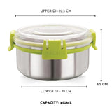 Meal Mate 2 Large Klip Lock Lunch Box with 450ml Steel Containers | Office & School Tiffin Set for Men, Women, Kids | Airtight, Leakproof, Insulated Cover & BPA-Free Bag
