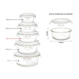 Borosil Klip-N-Store Set of 3 Microwave & Oven Safe Gift Set, Glass Storage Container, 400ml, 620ml & 950ml Round, with Air Tight Lid (Transparent)