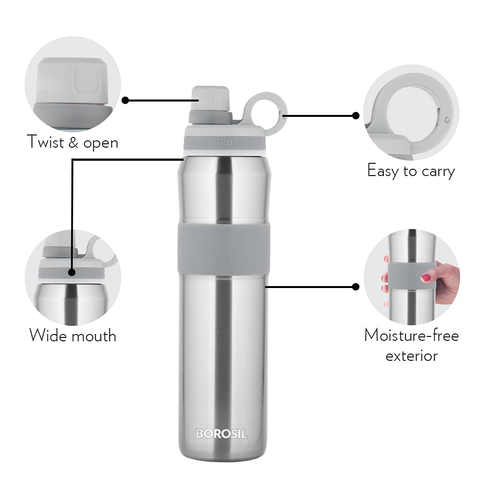 ThirstBurst Steel 800ML Stainless Steel Hot & Cold Water Bottle | Double Wall Copper Coated Vacuum Insulated | 12 Hrs Hot & Cold | Leakproof Sipper with Loop | BT0800TB105