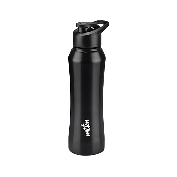 Comet 750 Stainless Steel Water Bottle 730 ml, Single Walled, ISI Certified I Leak Proof Lid, Rust Proof I For School, Office, Gym I Black