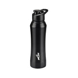 Comet 750 Stainless Steel Water Bottle 730 ml, Single Walled, ISI Certified I Leak Proof Lid, Rust Proof I For School, Office, Gym I Black