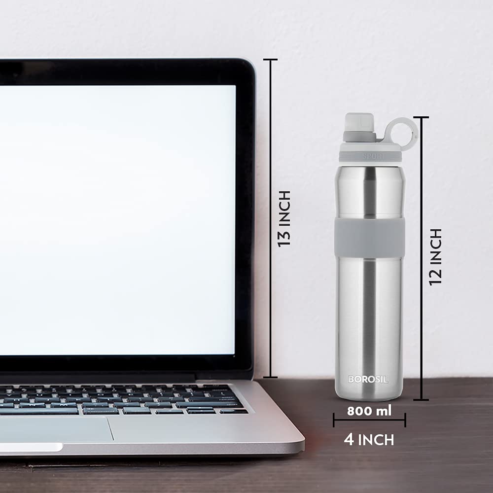 ThirstBurst Steel 800ML Stainless Steel Hot & Cold Water Bottle | Double Wall Copper Coated Vacuum Insulated | 12 Hrs Hot & Cold | Leakproof Sipper with Loop | BT0800TB105