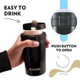 Coffeemate Insulated Mug 380ML Black | Leakproof Travel Mug with Touch Lid & Tea Infuser | BT380BLK130