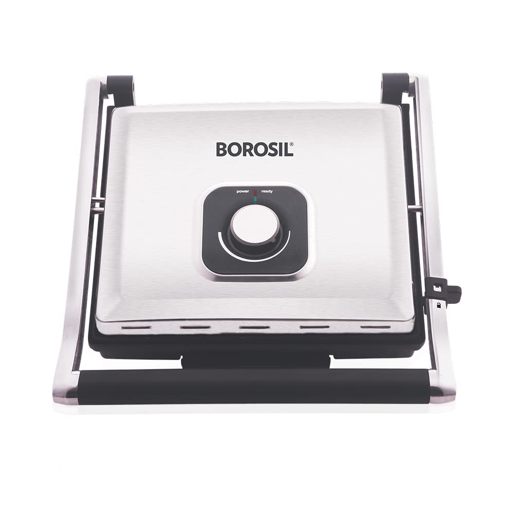 Borosil Meta Prime Grill Sandwich Maker 700 W, opens 90°