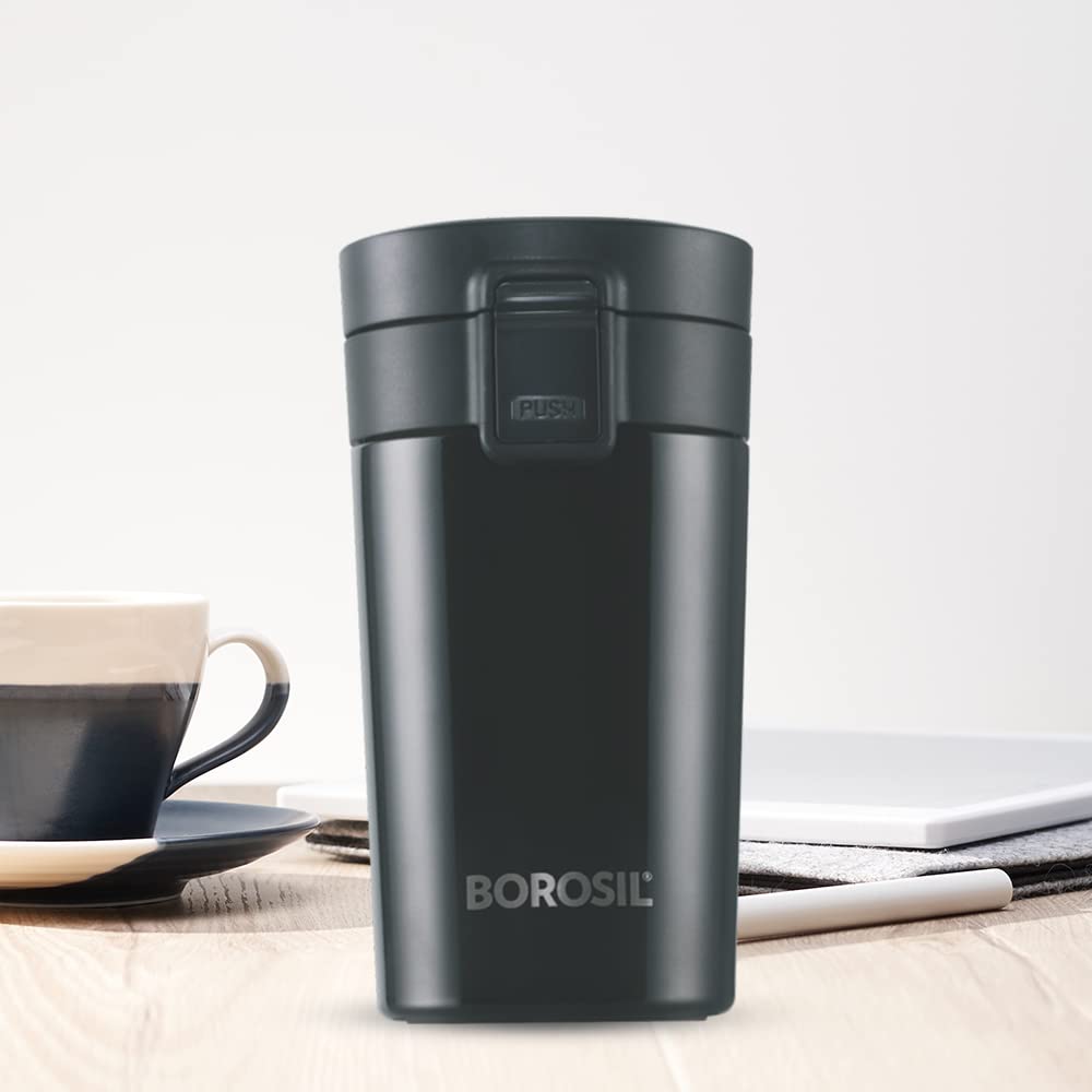 Coffeemate Insulated Mug 380ML Black | Leakproof Travel Mug with Touch Lid & Tea Infuser | BT380BLK130