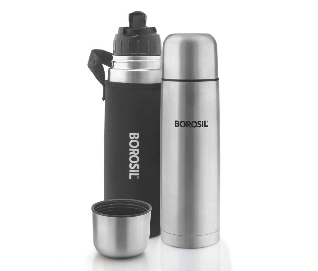 Thermo Flask Black – 500 mL (FGFTLSO0BLA) | Vacuum Insulated Stainless Steel Flask with Carry Jacket, Sipper Spout & Leak-Proof Cap