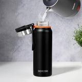 Hydra Aquafit 830ML Black Stainless Steel Water Bottle – Double Wall Vacuum Insulated, 14 Hours Hot, 16 Hours Cold, Leakproof, Wide Mouth, Strap | Ideal for Gym, Office, School (AQUAFIT 830-Black)