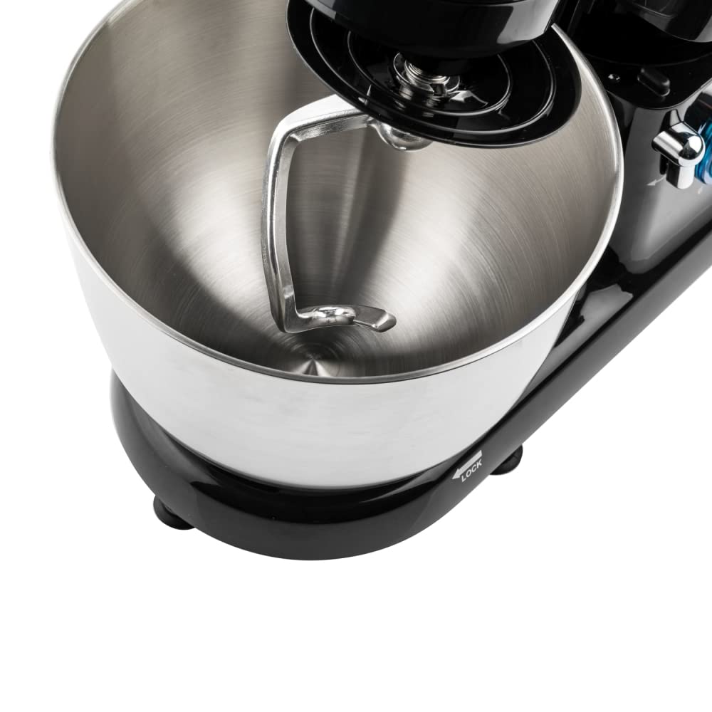 Westinghouse 4.5L Stand Mixer WKSMX1301BK | 800W Power | 6 Speeds + Turbo Function | Planetary Rotation | Stainless Steel Bowl | Includes Beater, Whisk & Dough Hook | Black