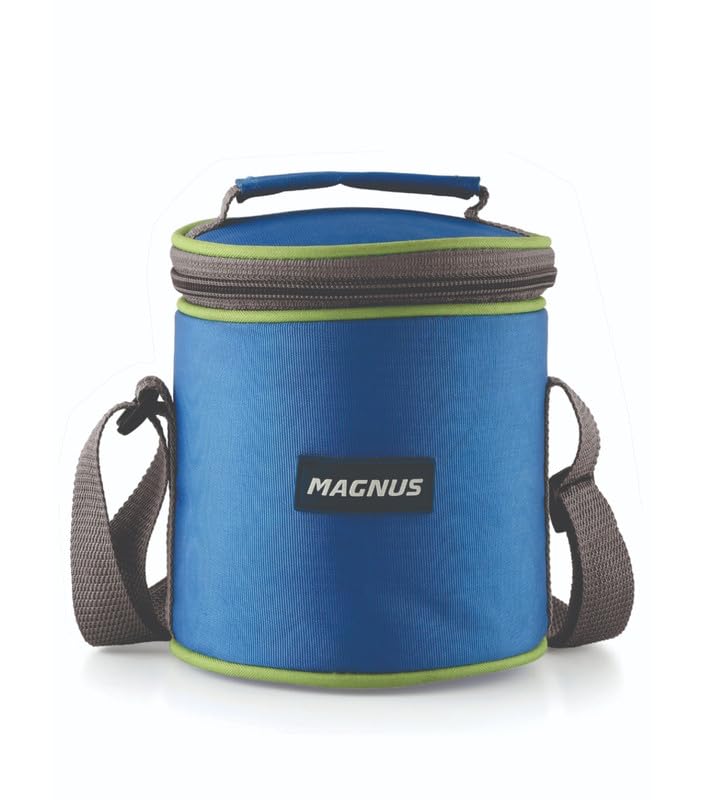 Aura 2 Deluxe Stainless Steel Lunch Box with Insulated Cover | Airtight & Leakproof Design | Blue Lunch Box for Kids & Office Men and Women