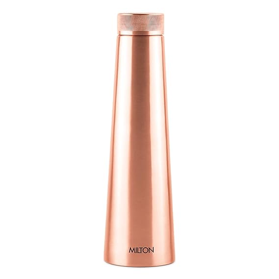 Milton Copper Delight 1000 Bottle, 915 ml, Lacquer Coating, Curved bottle,100% Pure Copper, BPA Free, Leak Proof, Office Bottle, Boosts Immunity, Supports Digestive & Liver Health, Ayurveda Inspired