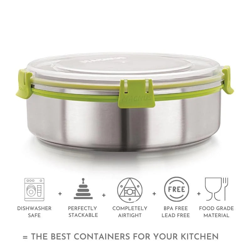 Klip Lock Stainless Steel Airtight Leakproof 1300ML Storage Container – Premium Kitchen Accessories Item, Ideal Lunch Box for Office Men, Women &amp; Kids