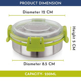Klip Lock Stainless Steel Airtight Leakproof Storage Container 230ML – Premium Chocolate Container, Ideal Lunch Box for Office Men, Women & Kids