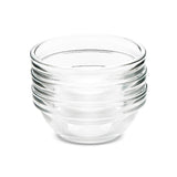 Borosil 150ml 6pc Stackable Serving Katorie Set | Borosilicate Glass Bowl for Kitchen & Dinning | Kattori Bowl for Serving Dips, Chutney, Herbs, Sauce, Ketchup | Microwave & Dishwasher Safe