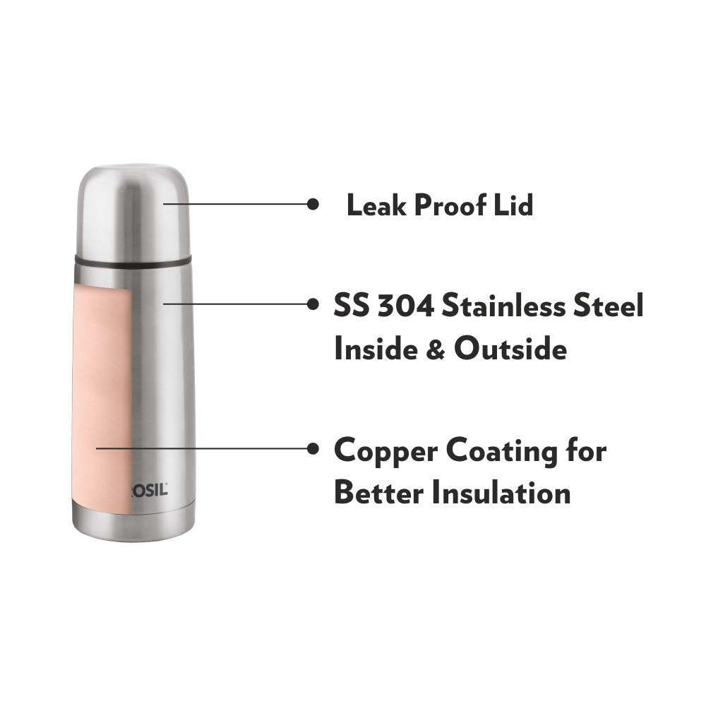 Thermo Flask Black – 500 mL (FGFTLSO0BLA) | Vacuum Insulated Stainless Steel Flask with Carry Jacket, Sipper Spout & Leak-Proof Cap