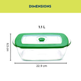 Borosil Glass Dish with Lid, 1pc, 1000ml, Transparent
