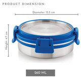 Stainless Steel Airtight Leakproof Storage Deluxe Chocolate Container 260ML with Klip Lock - Ideal Kitchen Accessories Items, Perfect Lunch Box, Lunch Boxes for Office Men