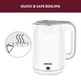 Cooltouch Electric Kettle, Stainless Steel Inner Body, Boil Water For Tea, Coffee, Soup, Silver, 1800 Watts, 1.8 Liter
