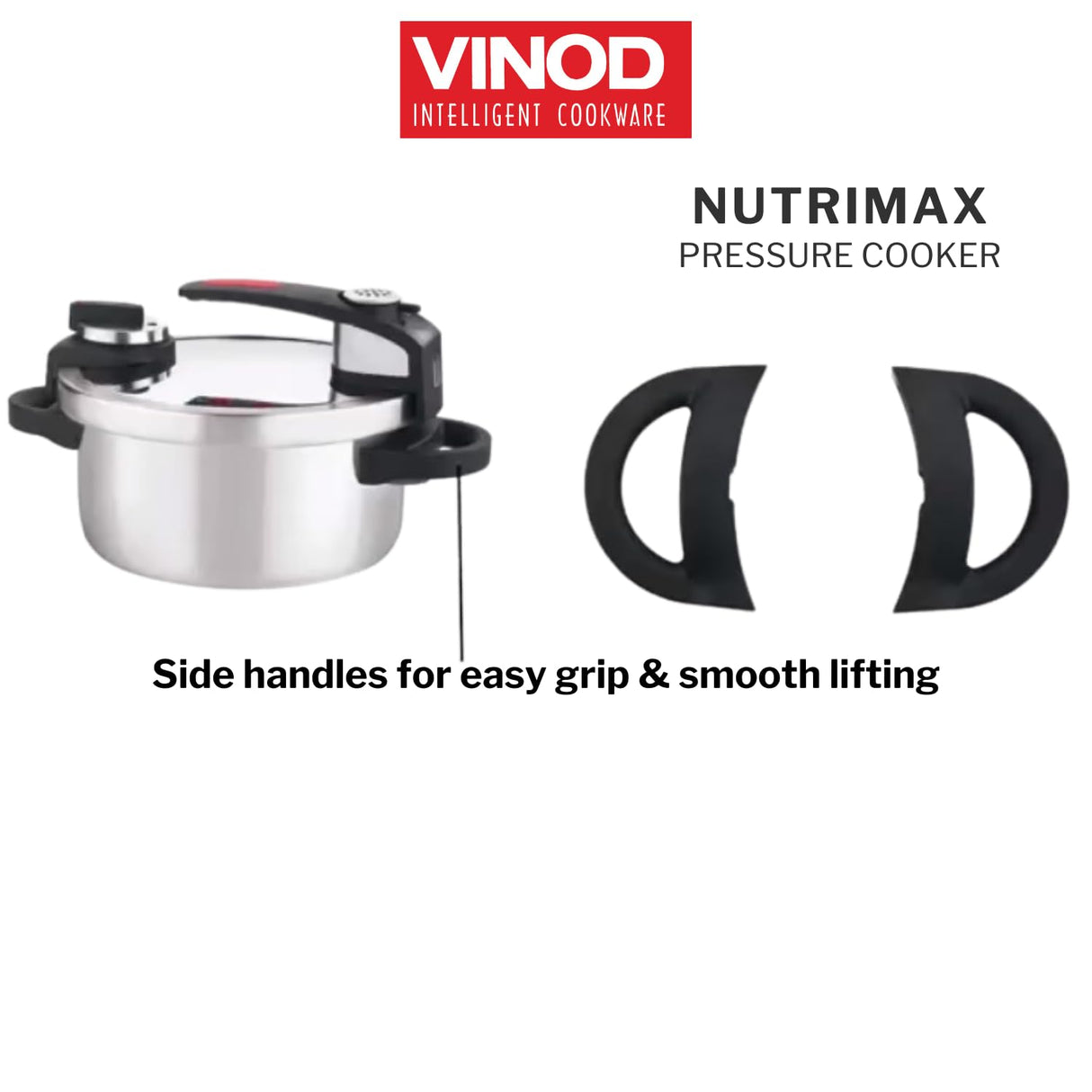 Vinod Stainless Steel Nutrimax Pressure Cooker 3.5 Litre | Sas Technology | Spillage Control, Unique Lid, Auto Lock, Visual Indicator | Induction And Gas Base | ISI Certified