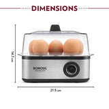 Electric Plus Egg Boiler, Boil Upto 8 Eggs At A Time, For Hard, Soft, Medium Boiled Eggs, Steamed Vegetables, Transparent Lid, Stainless Steel Exterior
