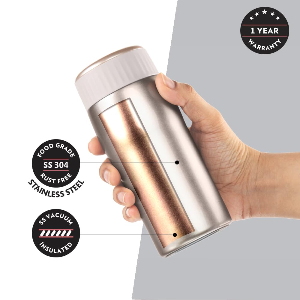 Cosmic Gold Stainless Steel Hot & Cold Bottle – 320 mL BOCOS320GD  | Double Wall Vacuum Bottle for Travel, Office & Daily Use