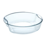Borosil 1.5 Baking Dish Set with Handle | Round Shape Bowl Container | Borosilicate Glass Bake and Serve Dish Tray | Microwave, Oven & Dishwasher Safe | Transparent