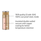 Travelsmart Rose Gold Stainless Steel Hot & Cold Flask – 360 mL (BT360RG120) | Leak-Proof Thermo Flask for Travel, Soups & Beverages