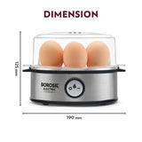 Electric Egg Boiler, 7 Egg Capacity, For Hard, Soft, Medium Boiled Eggs, Steamed Vegetables, Transparent Lid, Stainless Steel Exterior