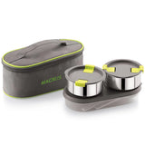 Olive-3 Stainless Steel Lunch Box Set – 3 Leak-Proof Containers with Insulated Thermal Bag | 950ml Airtight Tiffin for Office, School & Kids (Silver)