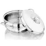 Vinod Stainless Steel Milano Hammered Serving Casserole with Steel Lid & Side Handle – 1630 ml, 18 cm