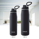 GoSport Black Stainless Steel Hot & Cold Bottle – 14 Hrs Hot, 18 Hrs Cold, Leakproof Sipper, 600ML, Vacuum Insulated