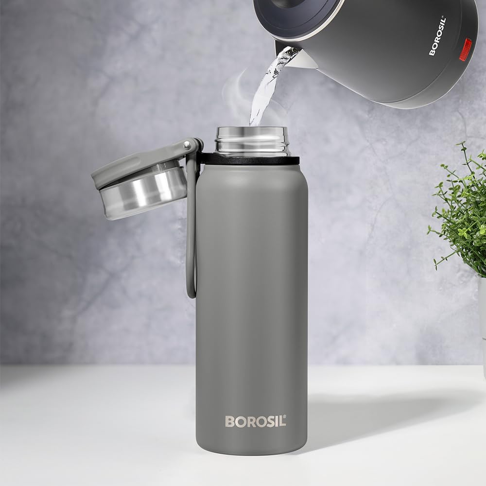 Hydra Aquafit 830ML Grey Stainless Steel Water Bottle – Ideal for Gym, Office, School (AQUAFIT 830-Grey)