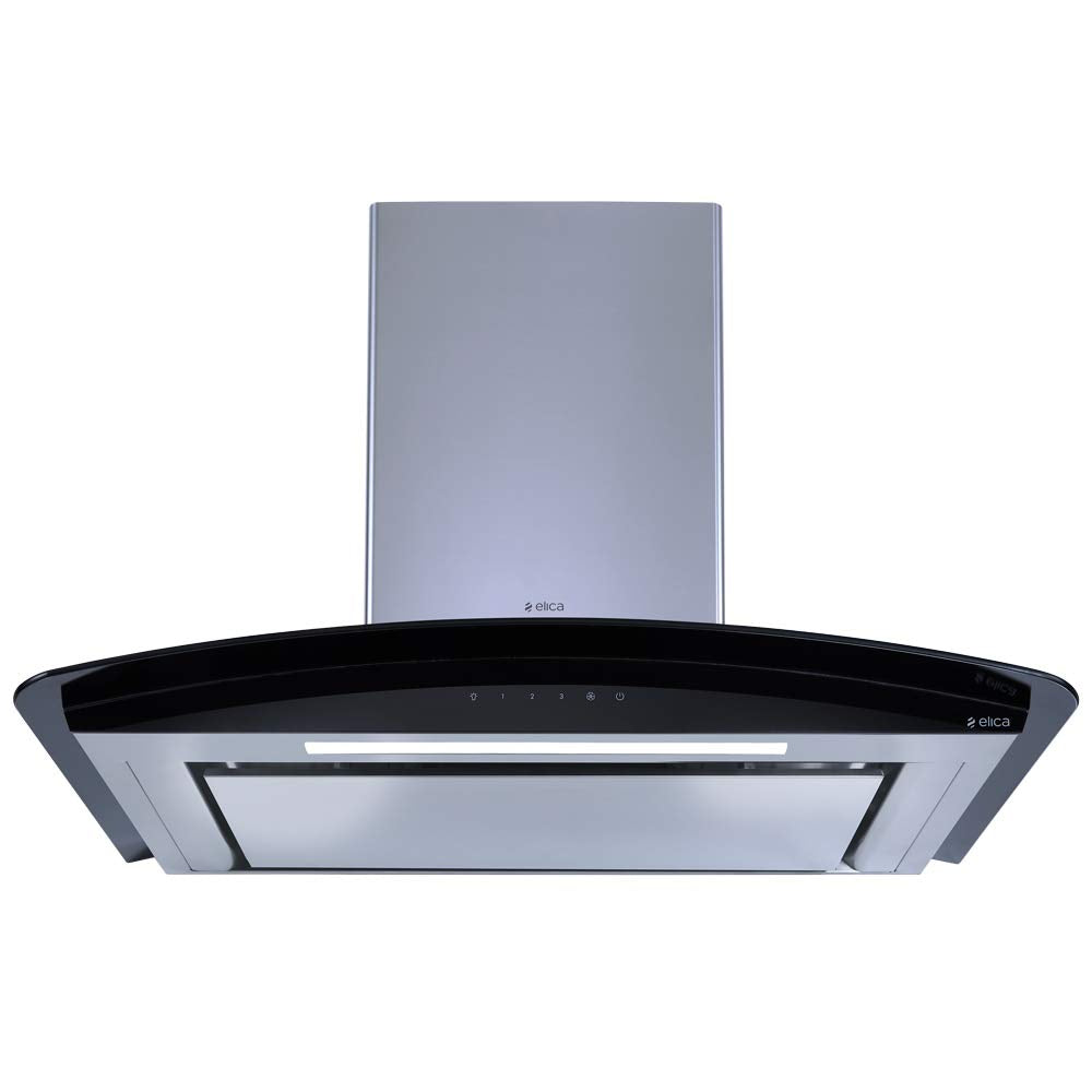 ELICA DEEP SILENT CHIMNEY GLACE EDS HE LTW 90 BK SS T4V LED WITH EDS3 TECHNOLOGY