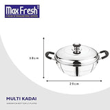 Stainless Steel Dhamaka Multi Kadai with Sandwich Bottom with 5 Plates in 1, Induction frinedly,Silver