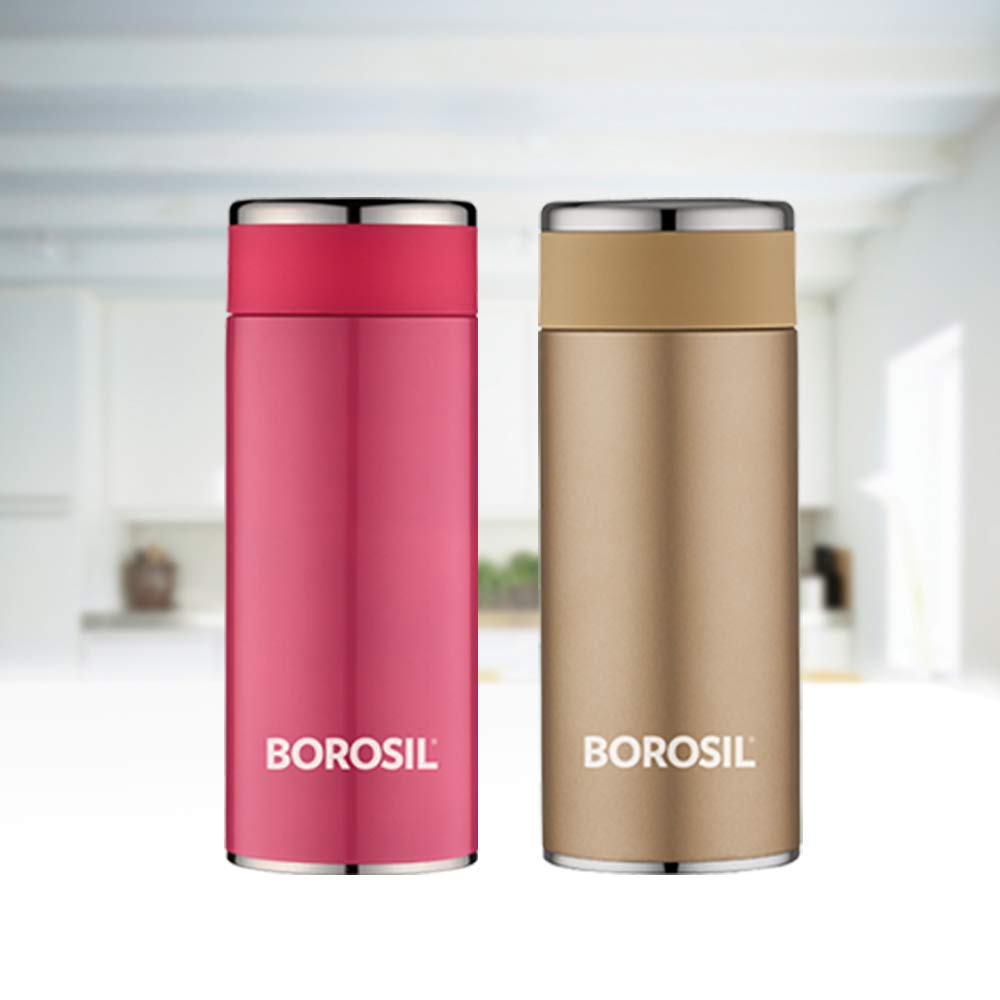 Travelsmart Pink Stainless Steel Hot & Cold Flask – 360 mL (BT360PK119) | Spill-Proof Thermo Flask for Travel, Soups & Beverages