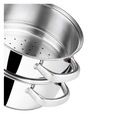 Vinod 2 Tier Steamer with Glass Lid Stainless Steel - 20cm (Induction Friendly) BSSH2-20